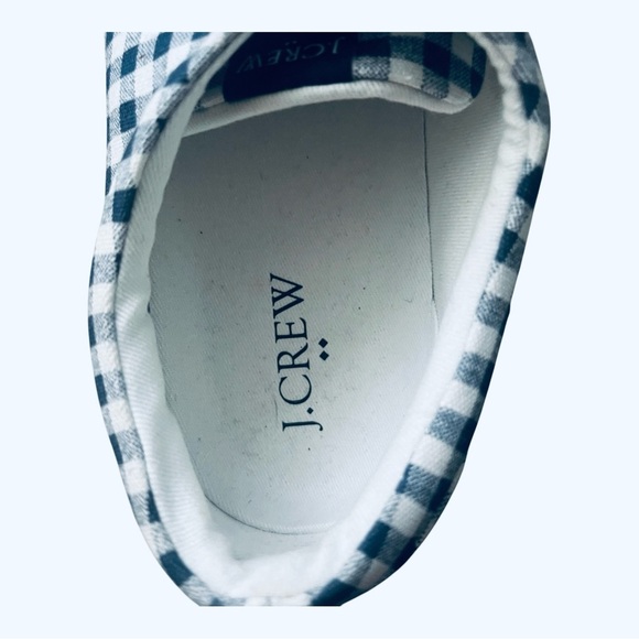 J.Crew casual walking Blue and White Gingham plaid canvas Sneakers Women’s 7.5 - Picture 15 of 16